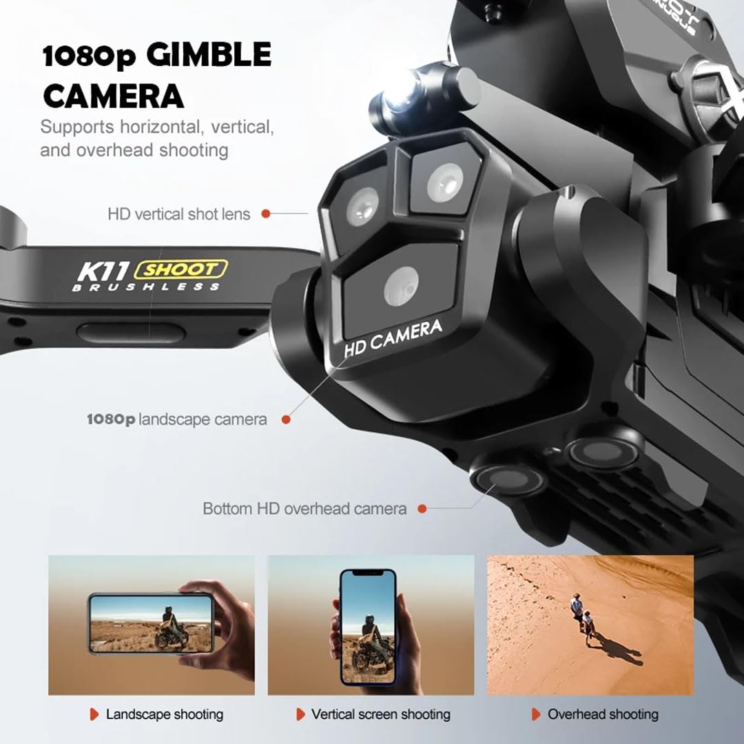 Dron K11 Max Shoot Triple Cámara Dispara Bolitas Hidrogel Negro