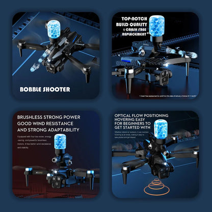 Dron K11 Max Shoot Triple Cámara Dispara Bolitas Hidrogel Negro